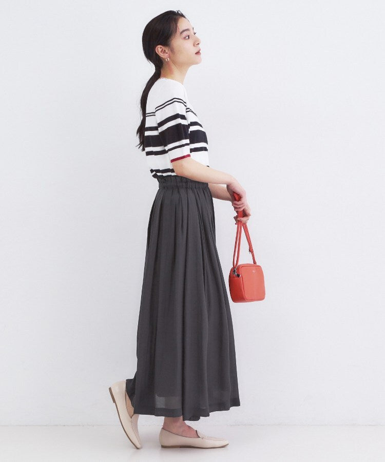 オペーク ドット クリップ OPAQUE.CLIP シャイニーオーガンジー タックフレアスカート （チャコールグレー(014)） チャコールグレー(014)