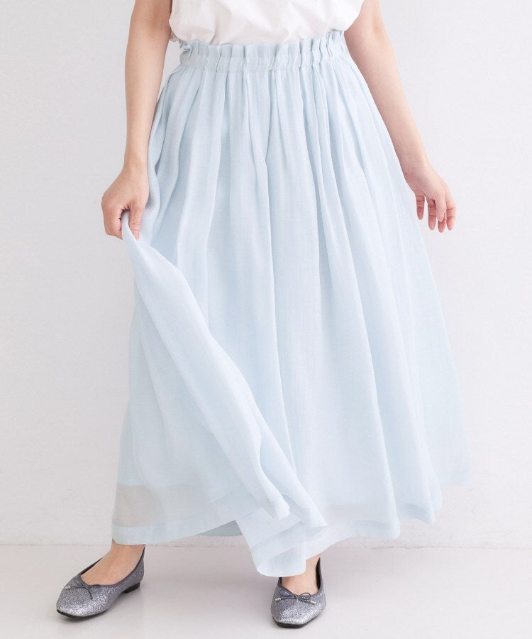 オペーク ドット クリップ OPAQUE.CLIP シャイニーオーガンジー タックフレアスカート （チャコールグレー(014)） チャコールグレー(014)