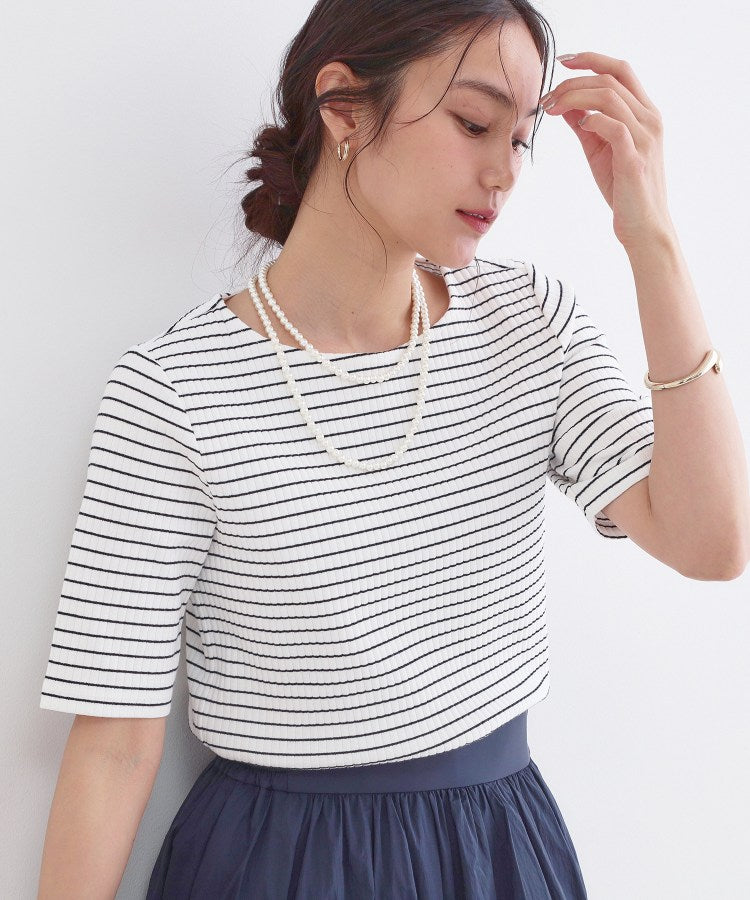 オペーク ドット クリップ OPAQUE.CLIP ベーシックリブボートネックカットソー【洗濯機OK】 （ホワイト(301)） ホワイト(301)