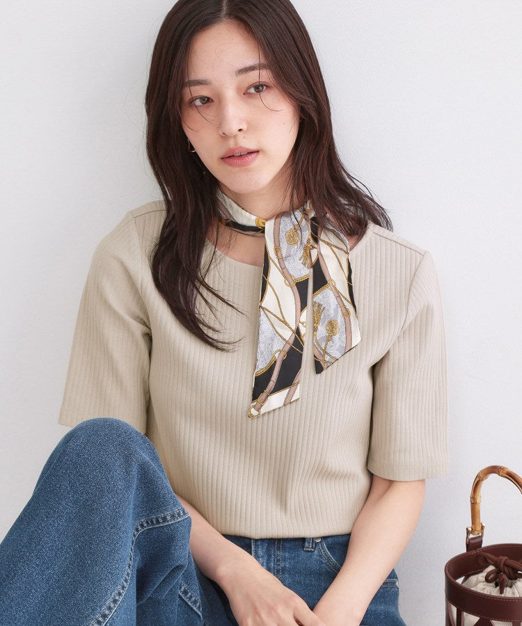 オペーク ドット クリップ OPAQUE.CLIP ベーシックリブボートネックカットソー【洗濯機OK】 （グレージュ(050)） グレージュ(050)