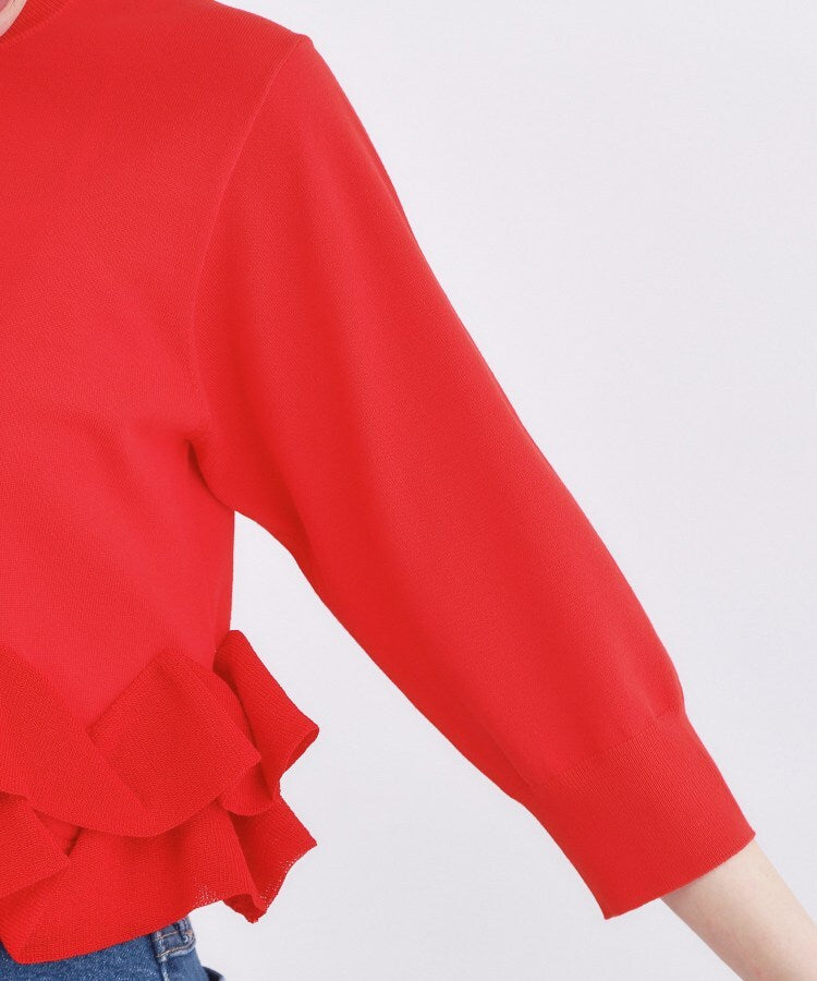 オペーク ドット クリップ OPAQUE.CLIP 裾フリルヘンリーネックニット【洗濯機OK】 （ブラック(019)） ブラック(019)