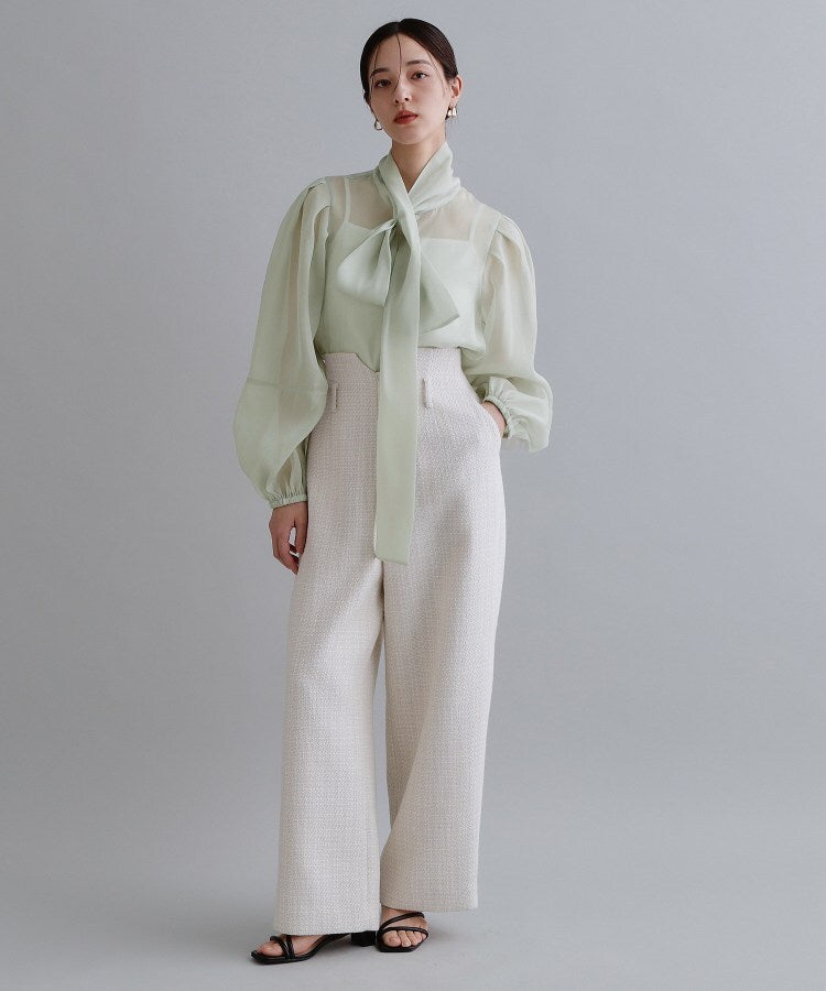 オペーク ドット クリップ OPAQUE.CLIP 【es】オーガンジーボウタイブラウス【洗濯機OK】 （ブラウン(043)） ブラウン(043)