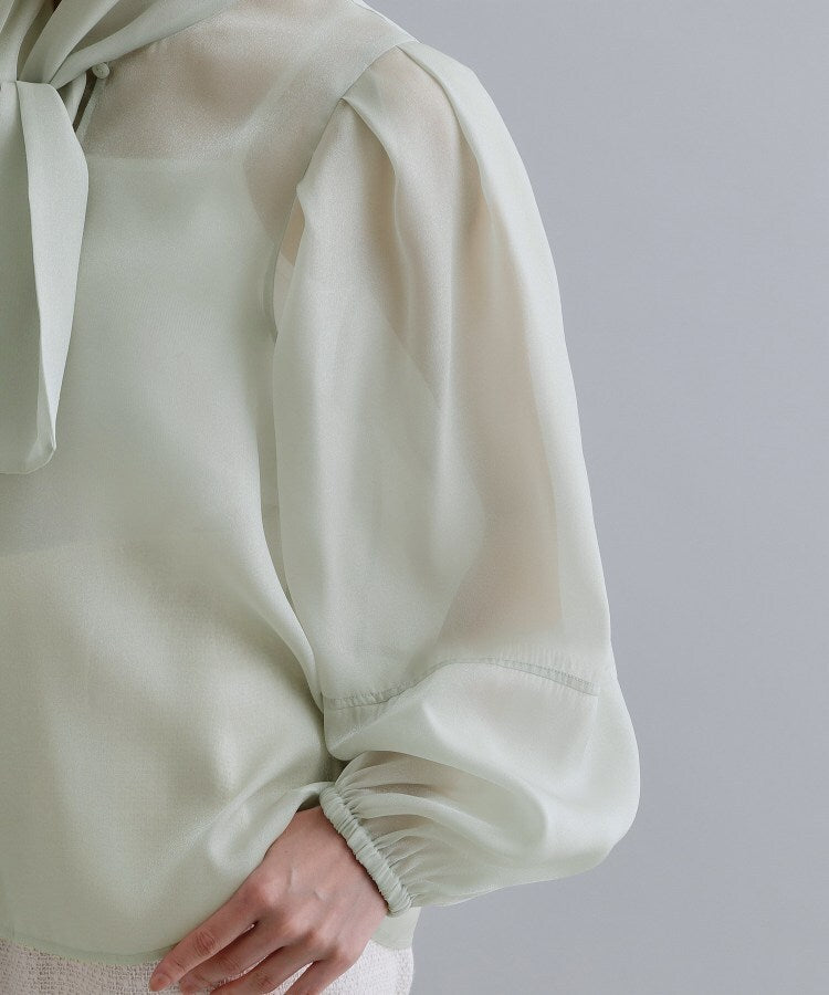 オペーク ドット クリップ OPAQUE.CLIP 【es】オーガンジーボウタイブラウス【洗濯機OK】 （ブラウン(043)） ブラウン(043)