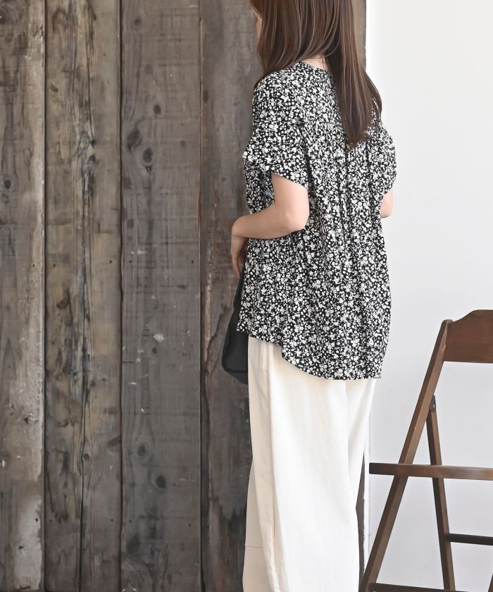 アールピーエス rps レーヨンバンドカラーギャザーブラウス （ダークグリーン） ダークグリーン