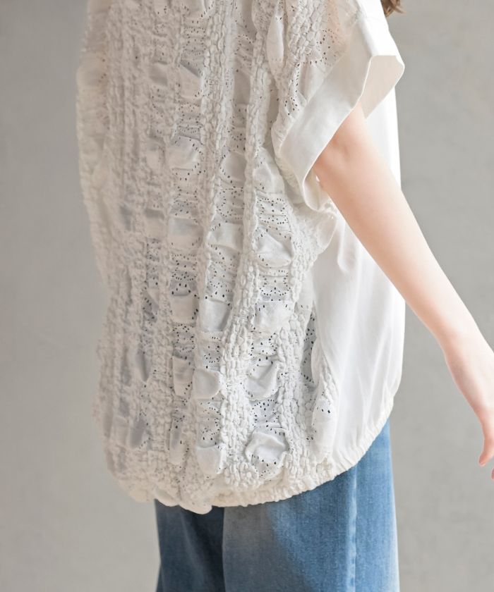 アールピーエス rps BACKレース切替ワイドTシャツ （アイスグレー） アイスグレー