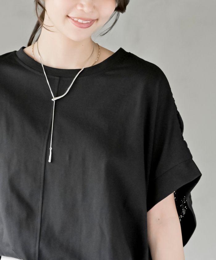 アールピーエス rps BACKレース切替ワイドTシャツ （アイスグレー） アイスグレー