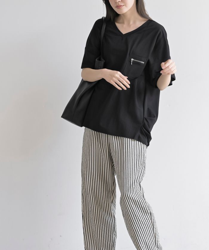 アールピーエス rps ZIPポケットVネックワイドT （カーキ） カーキ