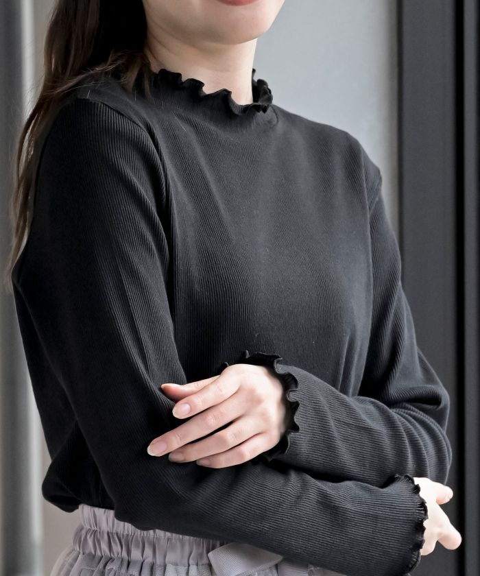 アールピーエス rps 襟シャーリングメローカットソー （ブラック） ブラック