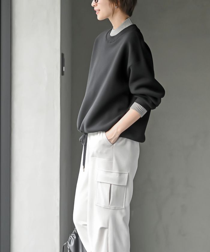 アールピーエス rps 裏起毛リブ使いドロストプルオーバー