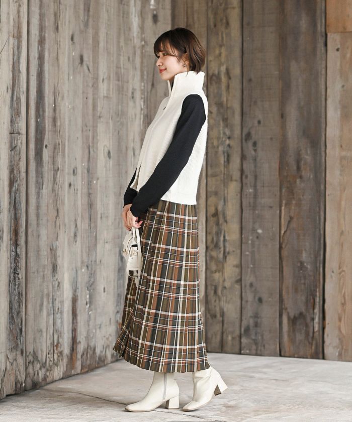 アールピーエス rps ハイネックZIPニットベスト （杢グレー） 杢グレー