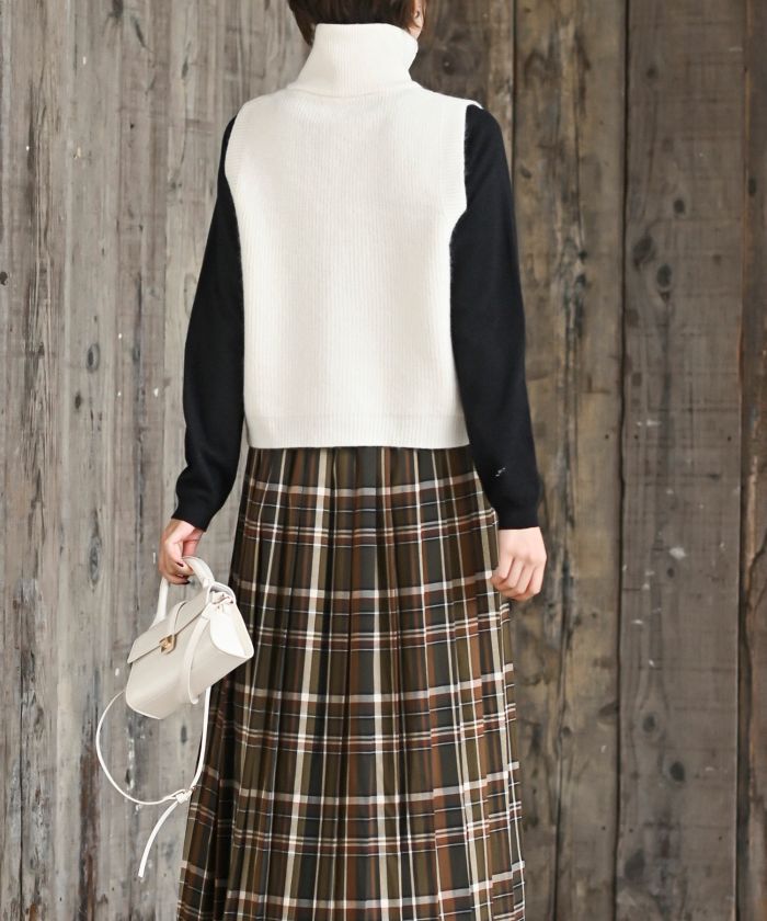 アールピーエス rps ハイネックZIPニットベスト （杢グレー） 杢グレー