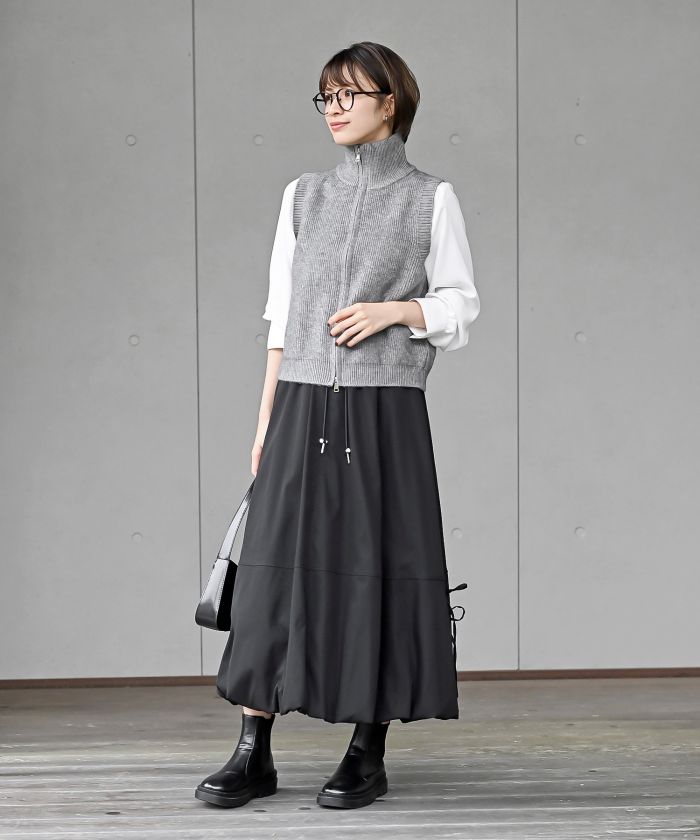 アールピーエス rps ハイネックZIPニットベスト （杢グレー） 杢グレー