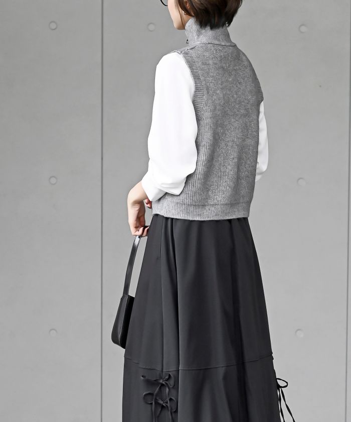 アールピーエス rps ハイネックZIPニットベスト （杢グレー） 杢グレー