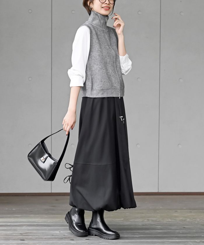 アールピーエス rps ハイネックZIPニットベスト （杢グレー） 杢グレー