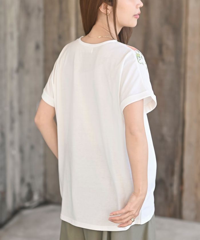 アールピーエス rps アンティークフラワープリントタックTシャツ （ボーダー） ボーダー