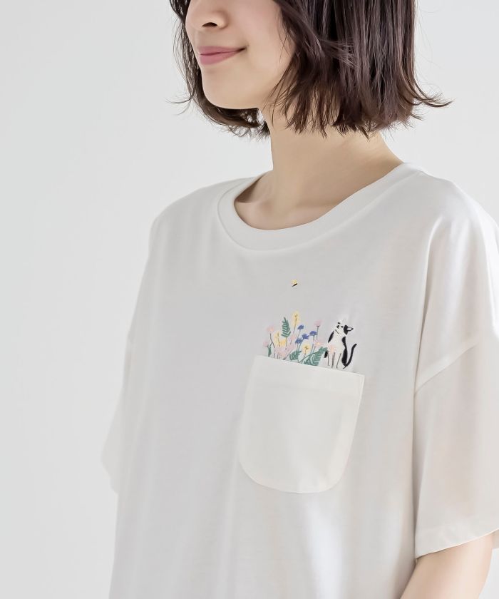 アールピーエス rps フラワーキャット裾ドロストTシャツ （オフホワイト） オフホワイト