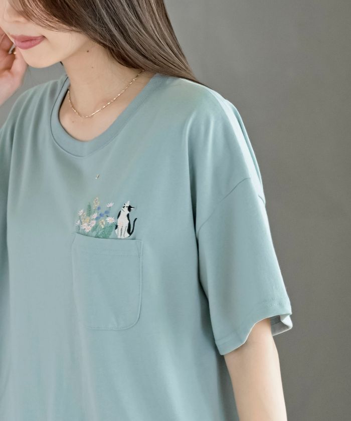 アールピーエス rps フラワーキャット裾ドロストTシャツ （オフホワイト） オフホワイト