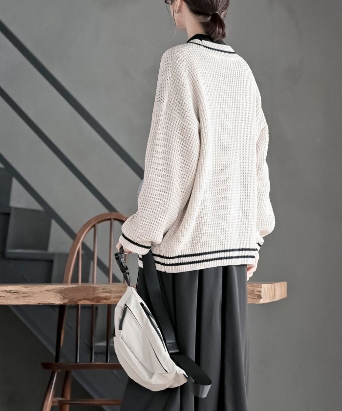 アールピーエス rps デニムポケットVネックニットカーディガン （チャコールグレー） チャコールグレー