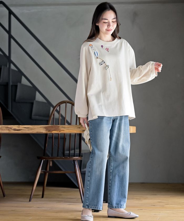 アールピーエス rps 気球キャット刺繍ミニ裏毛プルオーバー （ネイビー） ネイビー