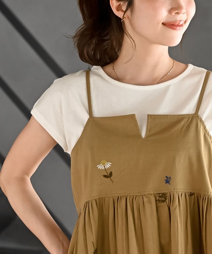 アールピーエス rps TシャツSET花刺繍キャミソールアンサンブル （ベージュ） ベージュ