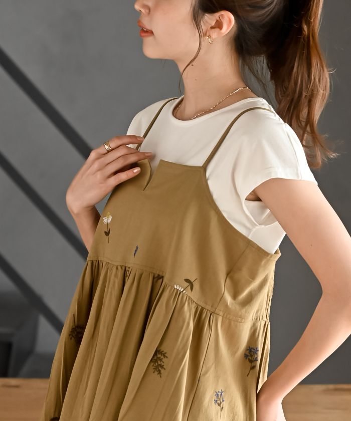 アールピーエス rps TシャツSET花刺繍キャミソールアンサンブル （ベージュ） ベージュ