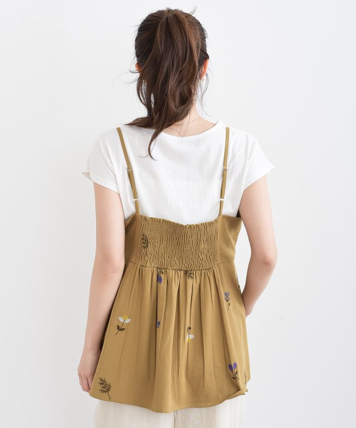 アールピーエス rps TシャツSET花刺繍キャミソールアンサンブル （ベージュ） ベージュ