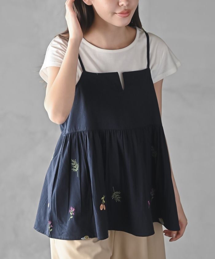 アールピーエス rps TシャツSET花刺繍キャミソールアンサンブル （ネイビー） ネイビー