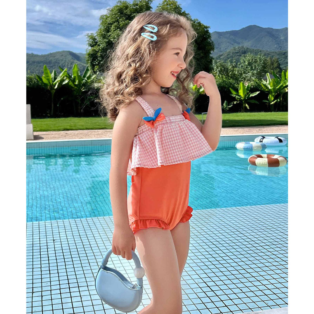 オシャレボ OSYAREVO 【ネット限定】キッズ ギャザーフリル ワンピース 水着 【返品不可商品】