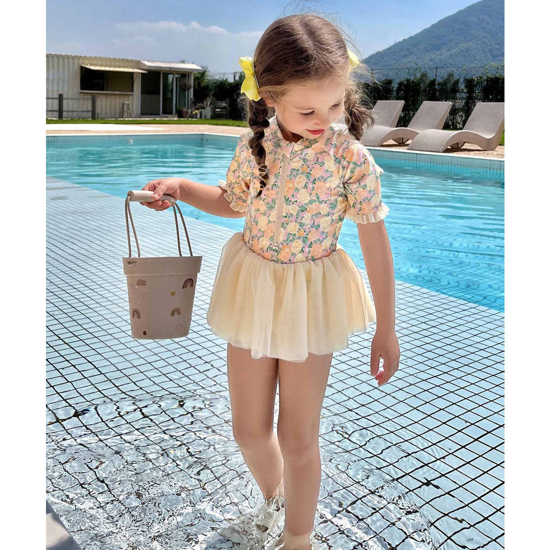オシャレボ OSYAREVO 【ネット限定】キッズ フラワープリント チュール ワンピース 水着【返品不可商品】
