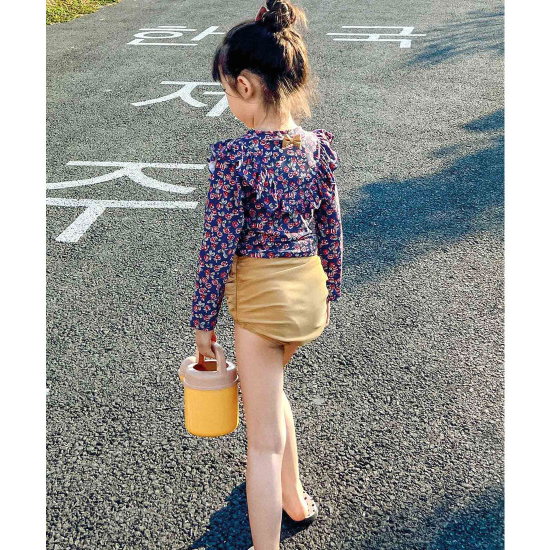 オシャレボ OSYAREVO 【ネット限定】 キッズ フラワー柄 ロングスリーブ フリル 水着 セットアップ 【返品不可商品】