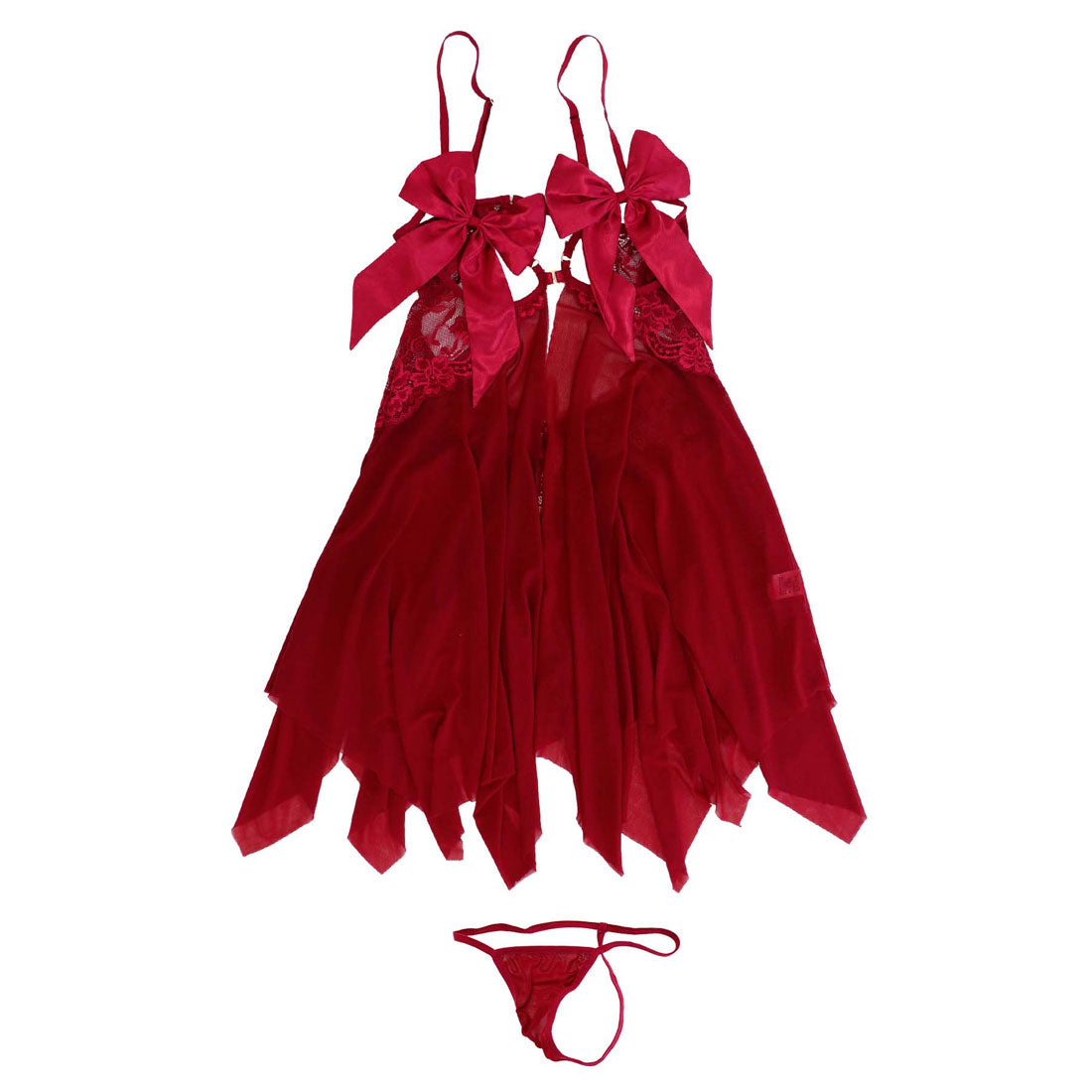 オシャレボ OSYAREVO 【ネット限定】ダブルリボン バックオープン フレアワンピース ランジェリー