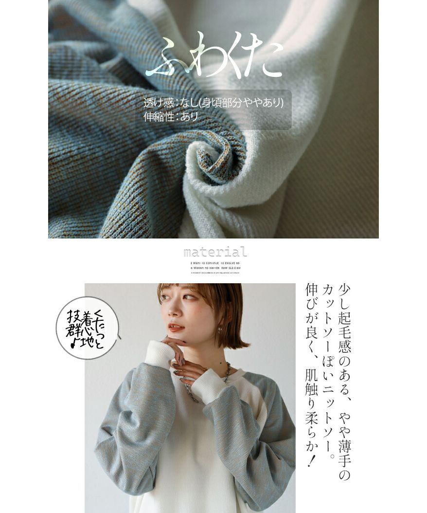 Adult OTONA I like this color Loose T-shirt with raglan sleeves