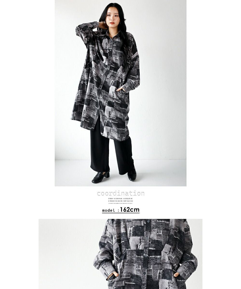 Adult OTONA Stylish Geometric Pattern Shirt Dress