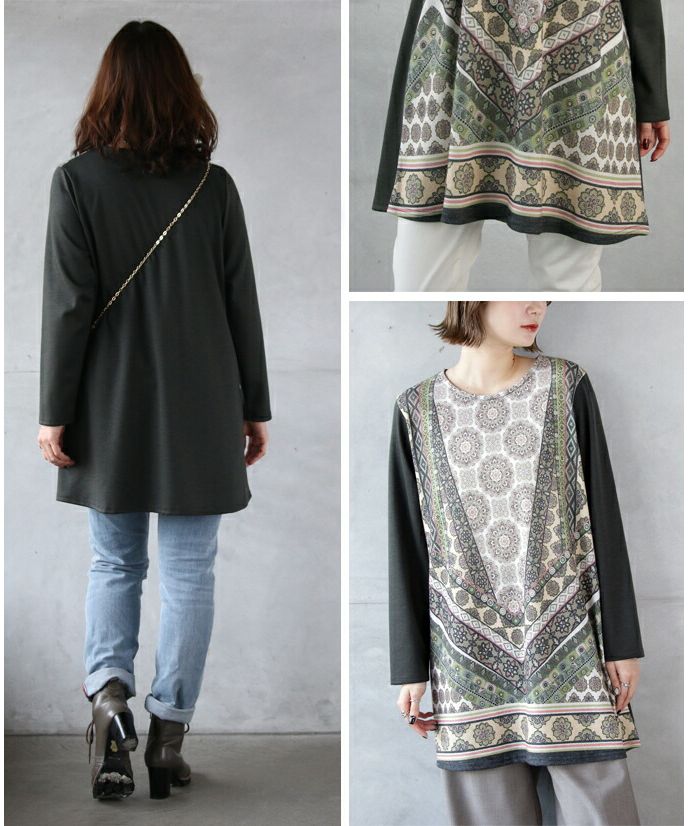 Adult OTONA Elegant and refined Oriental pattern tunic in soft knit