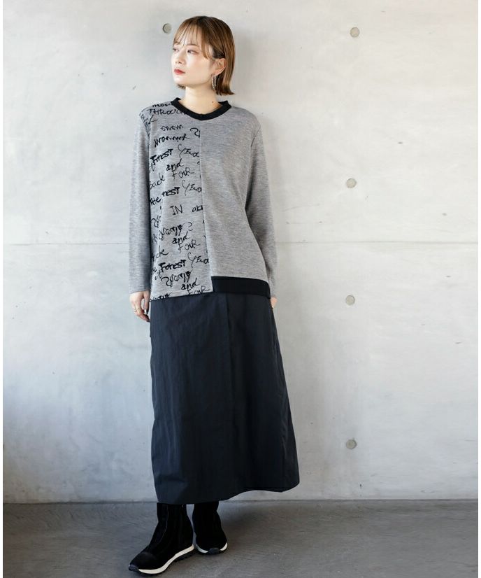 オトナ OTONA アシメデザイン ニットソー 大人仕様のお洒落ロゴ。ニット トップス