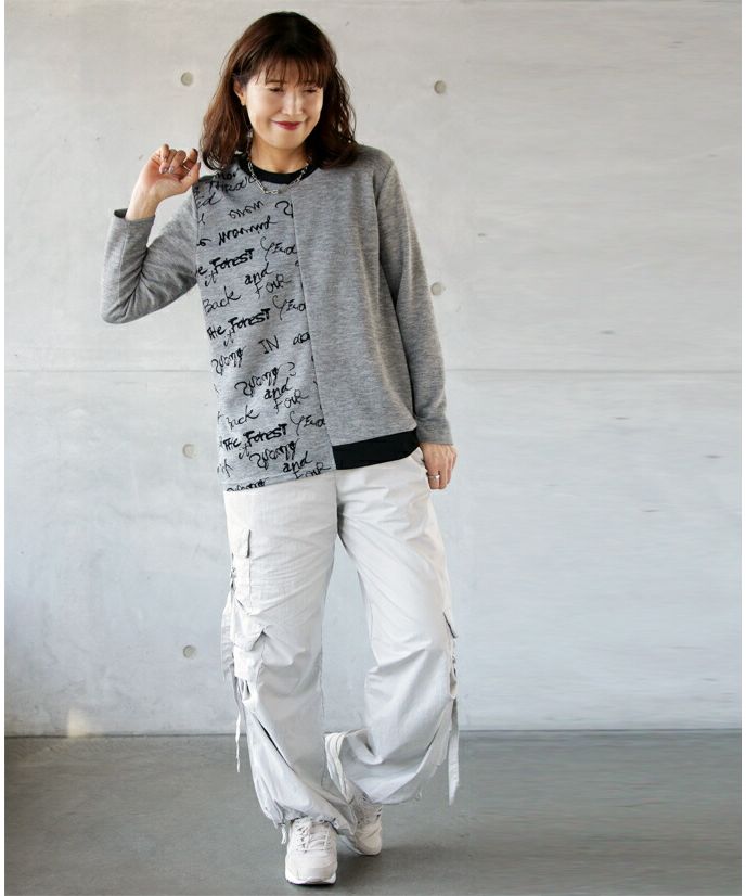 オトナ OTONA アシメデザイン ニットソー 大人仕様のお洒落ロゴ。ニット トップス