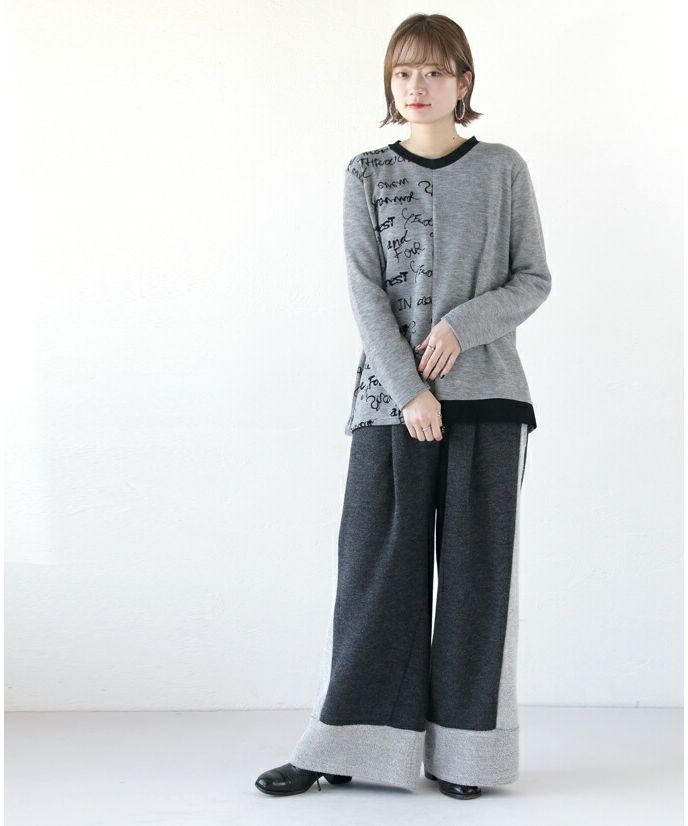 オトナ OTONA アシメデザイン ニットソー 大人仕様のお洒落ロゴ。ニット トップス