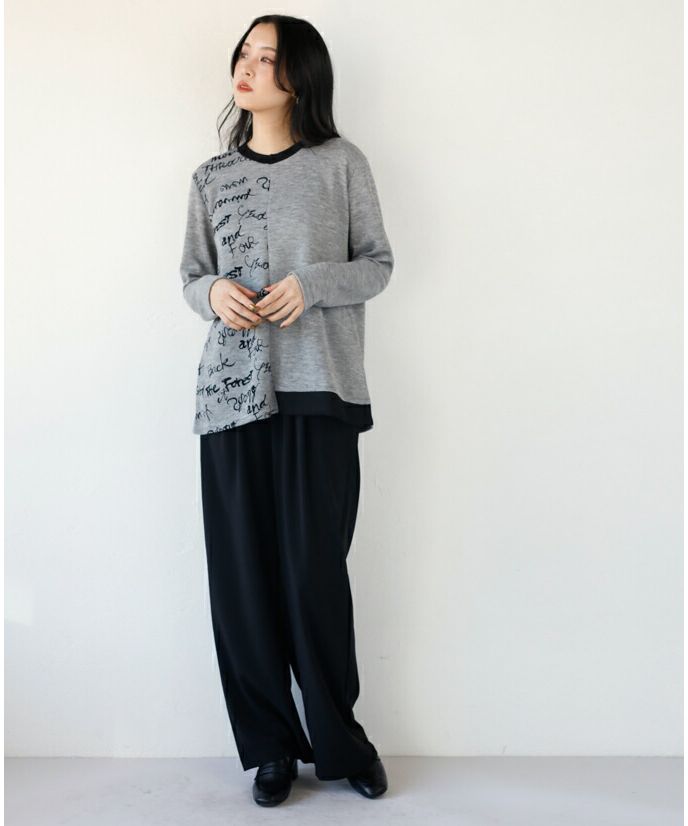 オトナ OTONA アシメデザイン ニットソー 大人仕様のお洒落ロゴ。ニット トップス