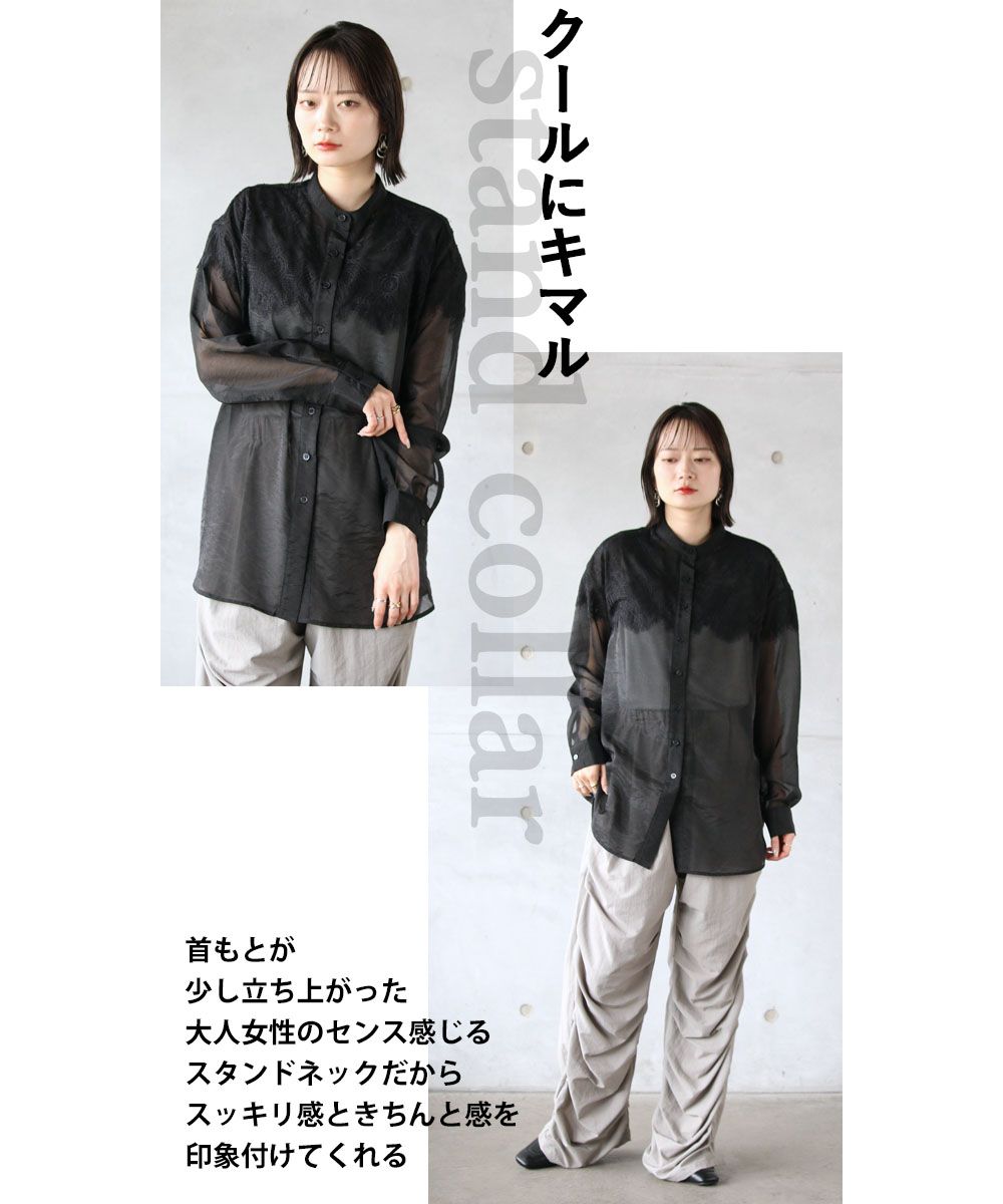 オトナ OTONA 華やか且つモード艶っぽシースルーSHIRT トップス