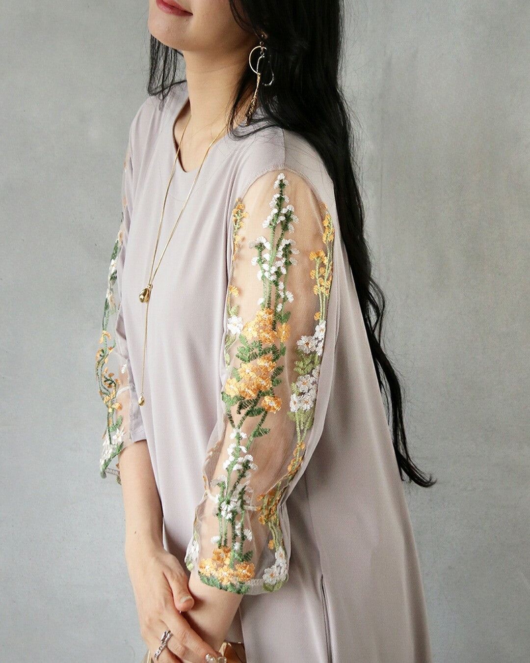 大人 OTONA 透花刺繡連衣裙