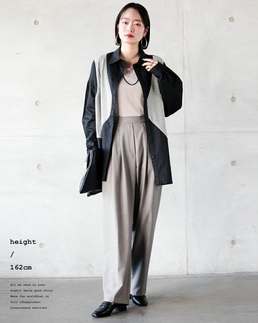 Adult OTONA Refreshing Look Mixed Material Shirt