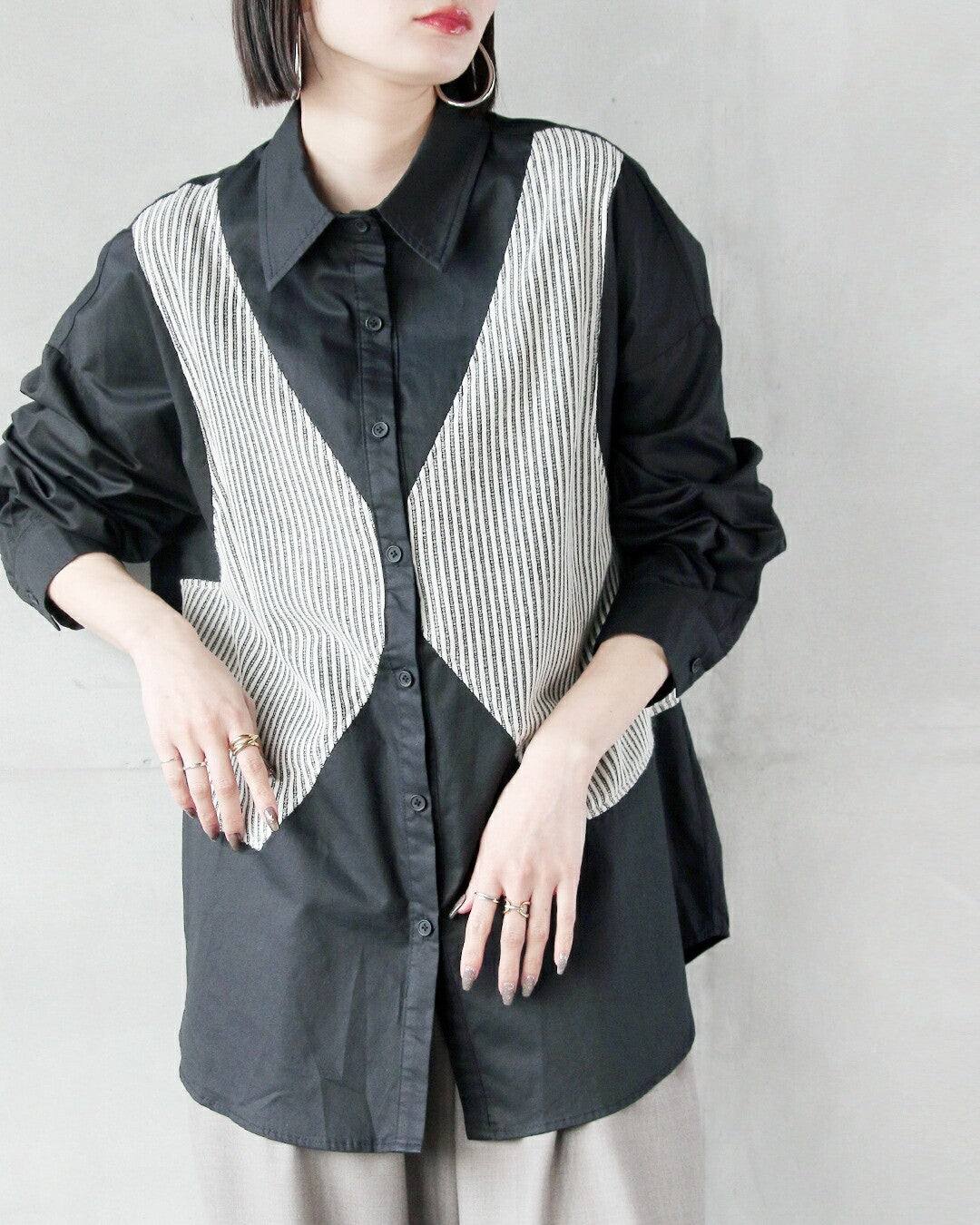 Adult OTONA Refreshing Look Mixed Material Shirt