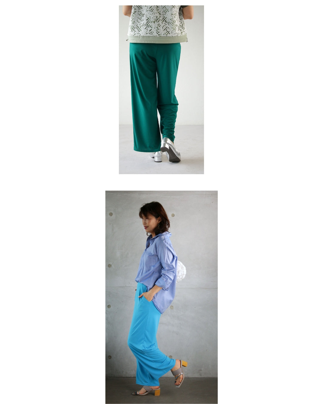 オトナ OTONA 大人のステキ色 タックさらてろパンツ （グリーン） グリーン