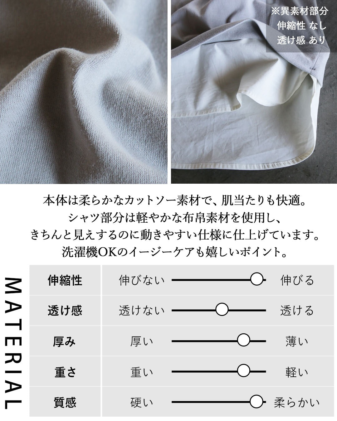 オトナ OTONA レイヤードが一枚で完成。レイヤード風デザイントップス （グレー） グレー