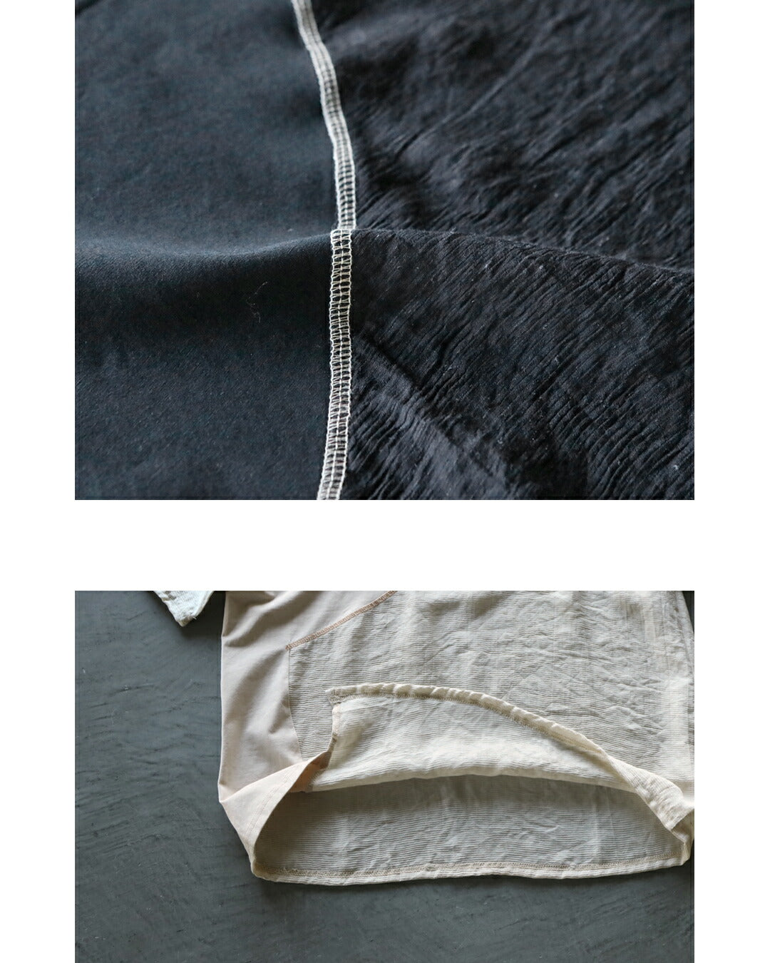 Adult OTONA Embroidered Line and Asymmetrical Hem with Different Mater