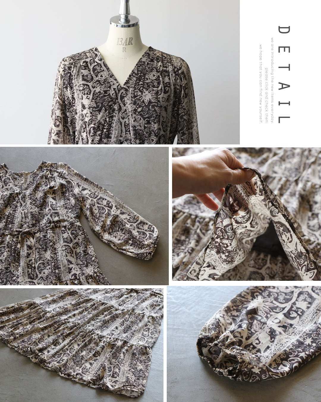 オトナ OTONA さらりと纏うだけ。美シルエットエスニック柄ワンピース （モカベージュ） モカベージュ