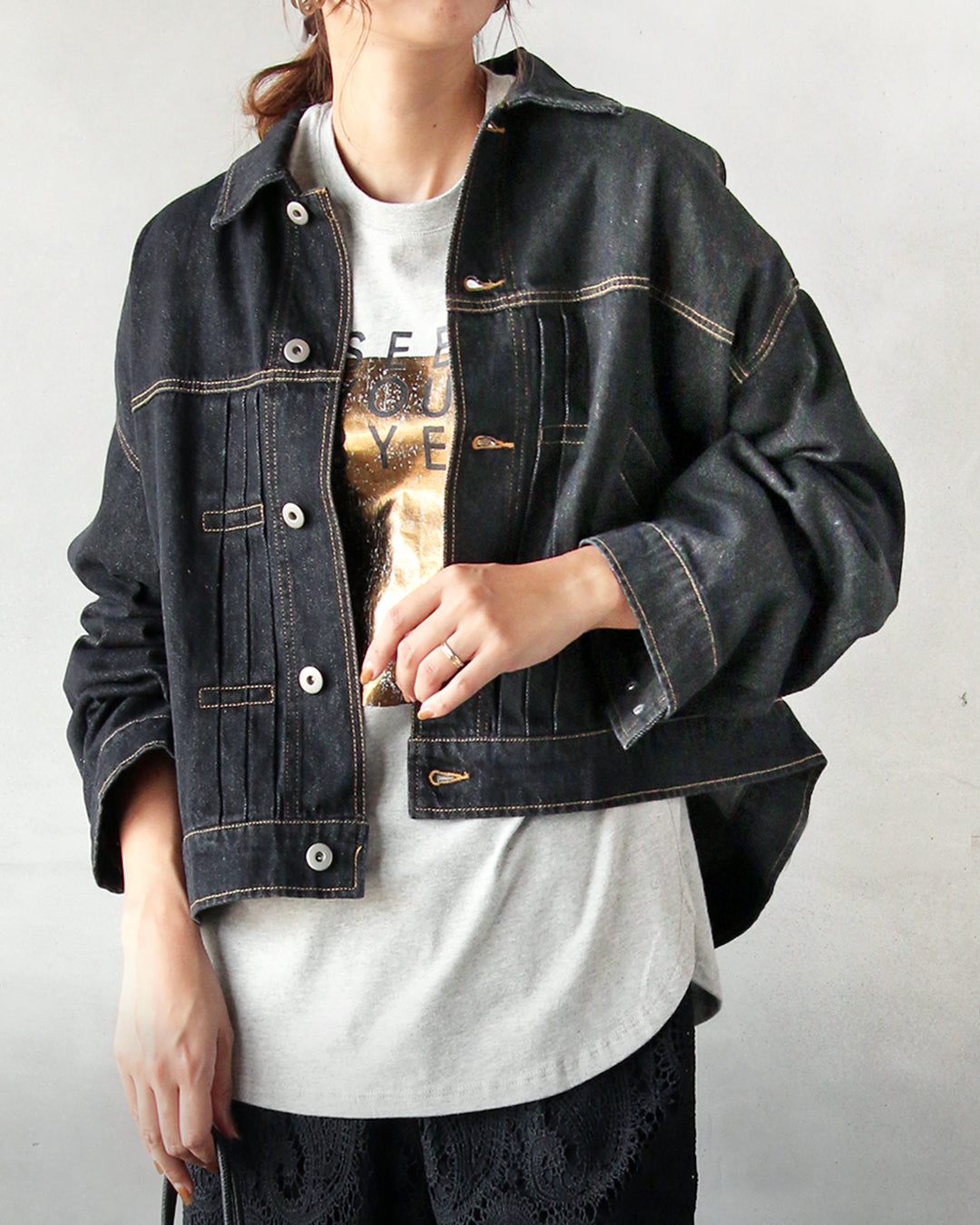 オトナ OTONA 羽織るだけで今っぽく。着回し自在の大人デニム （ブラック） ブラック