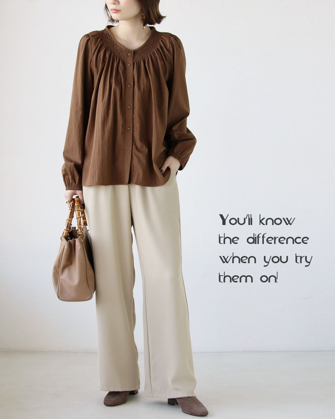 オトナ OTONA 大人に似合う甘さをひとさじ ネックギャザーブラウス （グレー） グレー