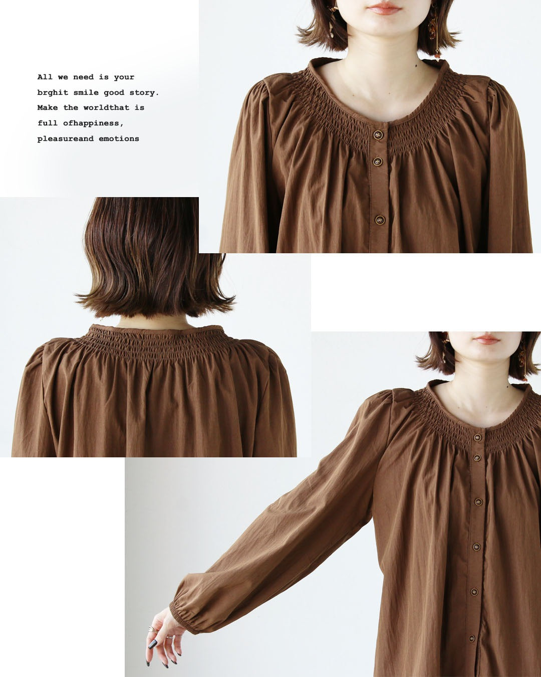 オトナ OTONA 大人に似合う甘さをひとさじ ネックギャザーブラウス （グレー） グレー