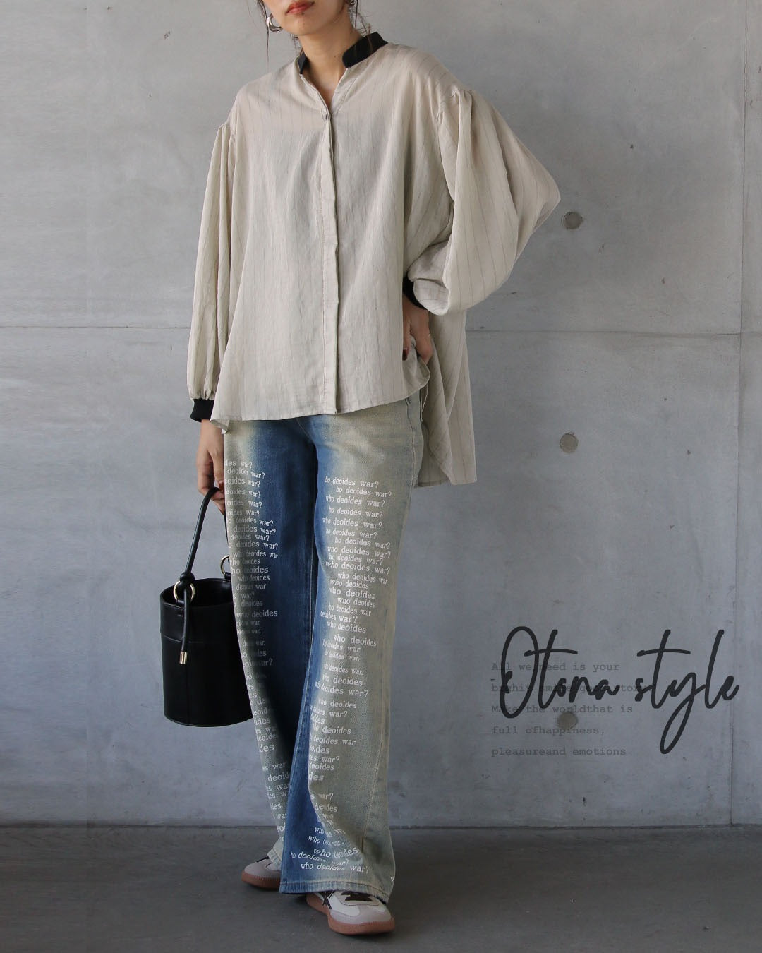 オトナ OTONA ラクなのに、こなれ見え 大人のためのゆるストライプシャツ （アイボリー） アイボリー